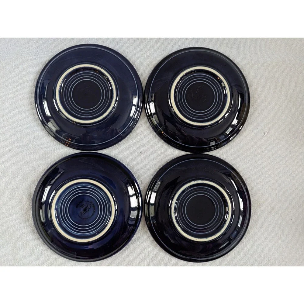 Fiesta Ware 4 Small Saucers Plates Cobalt Blue